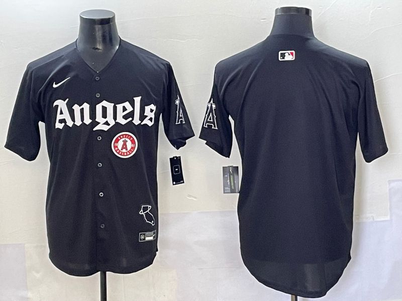Men 2025 Los Angeles Angels Blank Black Five generations Joint Name Nike MLB Jersey style 4->los angeles angels->MLB Jersey